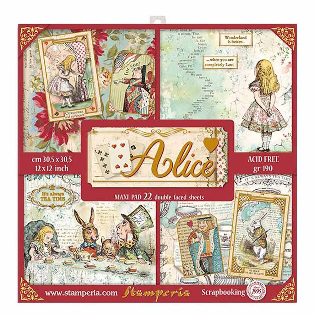 Blocco da 22 carte Scrap Alice Gold