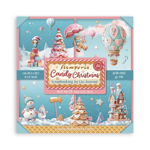 Blocco da 22 carte Scrap Single Face Candy Christmas 20 x 20
