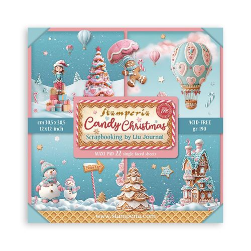 Blocco da 22 carte Scrap Single Face Candy Christmas