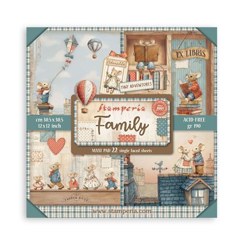 Blocco da 22 carte Scrap Single Face Family