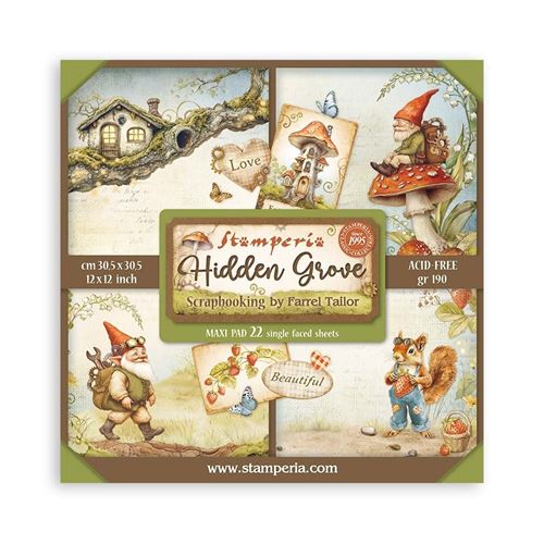 Blocco da 22 carte Scrap Single Face Hidden Grove