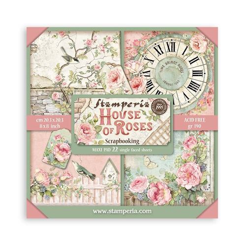 Blocco da 22 carte Scrap Single Face House of Roses 20 x 20