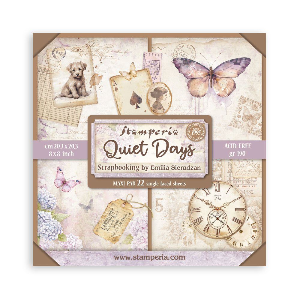 Blocco da 22 carte Scrap Single Face Quiet Days 20 x 20