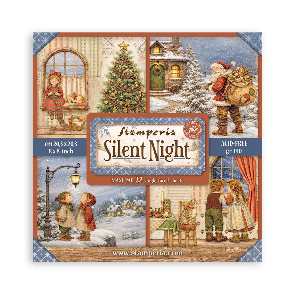 Blocco da 22 carte Scrap Single Face Silent Night 20 x 20