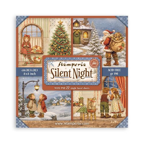 Blocco da 22 carte Scrap Single Face Silent Night 20 x 20