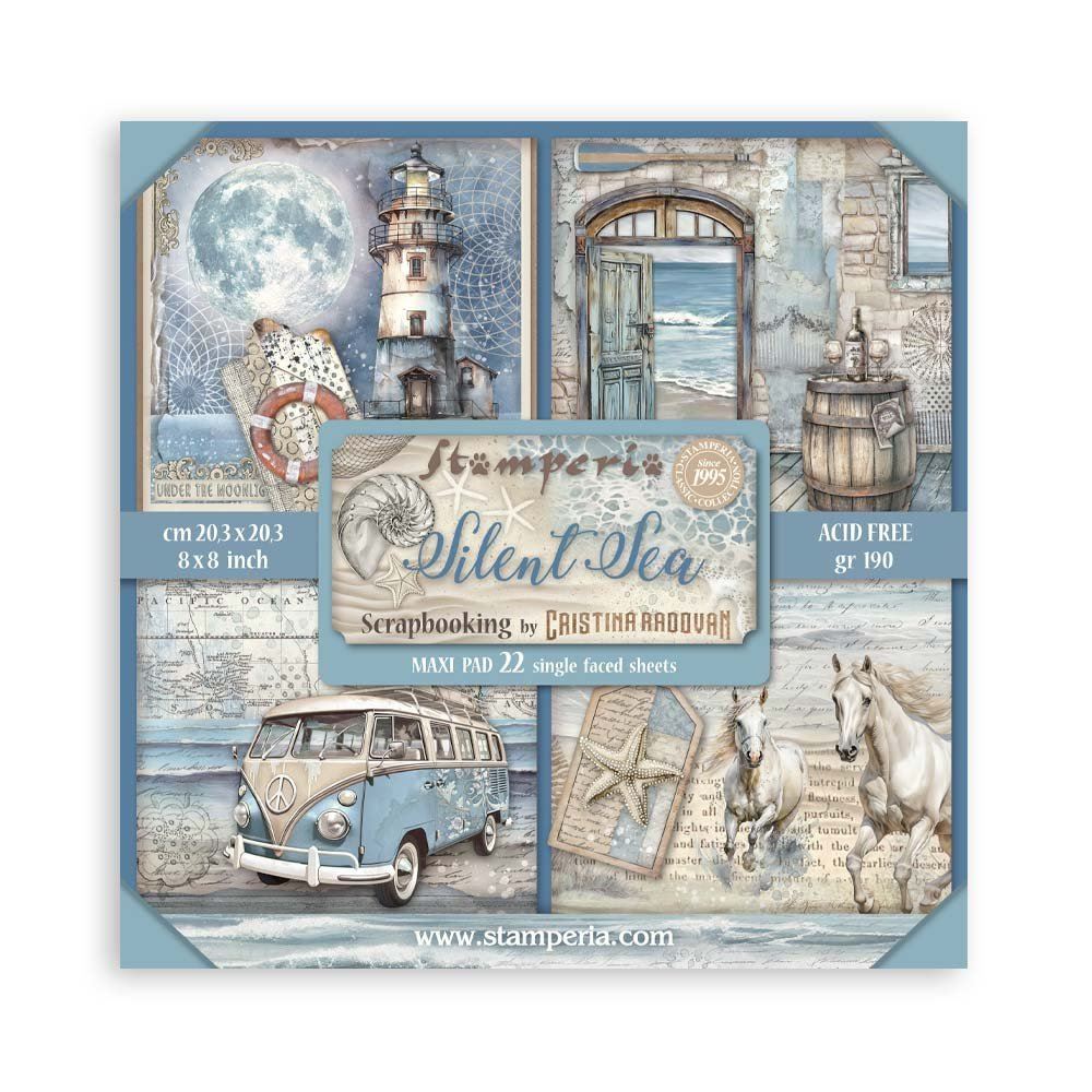 Blocco da 22 carte Scrap Single Face Silent Sea 20 x 20