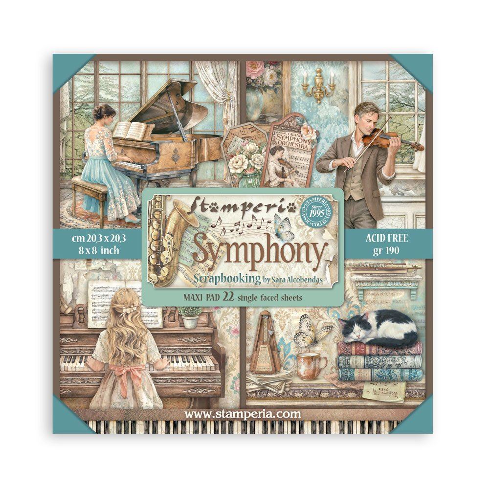 Blocco da 22 carte Scrap Single Face Symphony 20 x 20