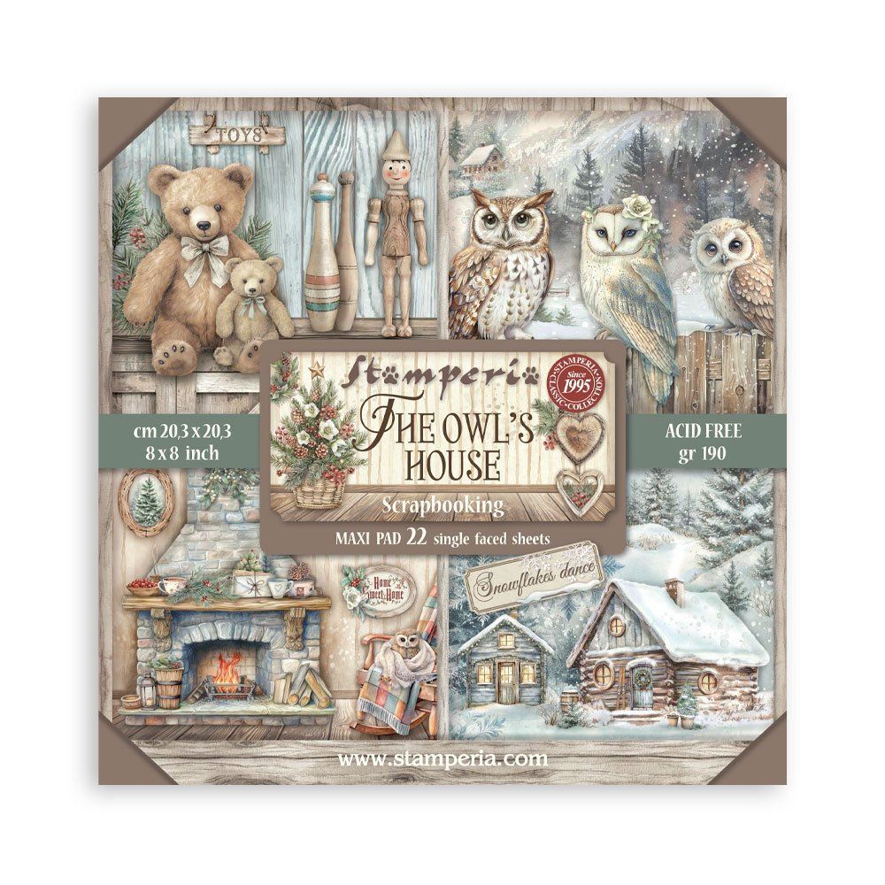 Blocco da 22 carte Scrap Single Face The Owl's House 20 x 20