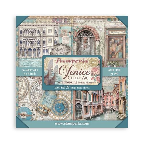 Blocco da 22 carte Scrap Single Face Venice City of Art 20 x 20