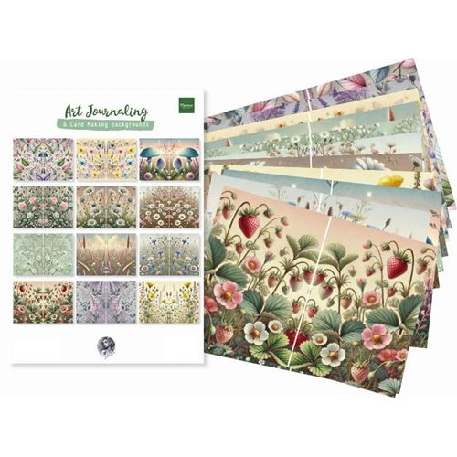 Blocco di Carte Art Journaling Set Sfondi Floreali