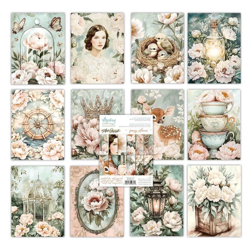 Blocco di Carte Scrap Art Journal Peony Silence cm 15 x 20