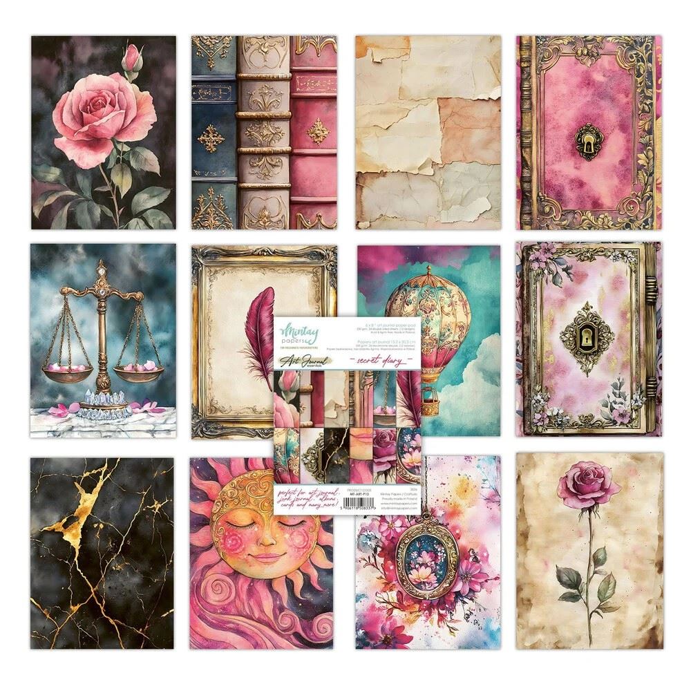 Blocco di Carte Scrap Art Journal Secret Diary cm 15 x 20