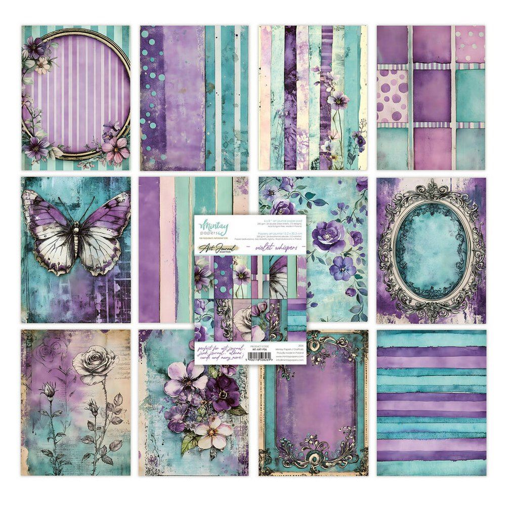 Blocco di Carte Scrap Art Journal Violet Whispers cm 15 x 20