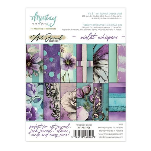 Blocco di Carte Scrap Art Journal Violet Whispers cm 15 x 20