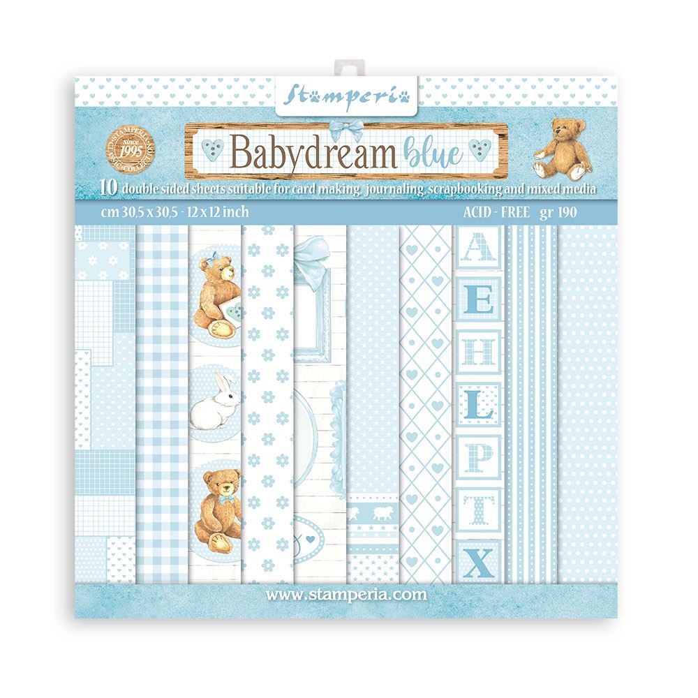 Blocco di Carte Scrap Backgrounds Baby Dream Blue cm 20 x 20