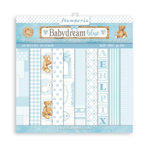 Blocco di Carte Scrap Backgrounds Baby Dream Blue cm 20 x 20