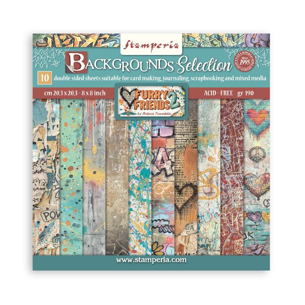 Blocco di Carte Scrap Backgrounds Furry Friends 2 cm 20 x 20