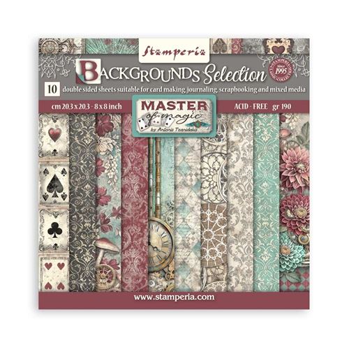 Blocco di Carte Scrap Backgrounds Master of Magic cm 20 X 20