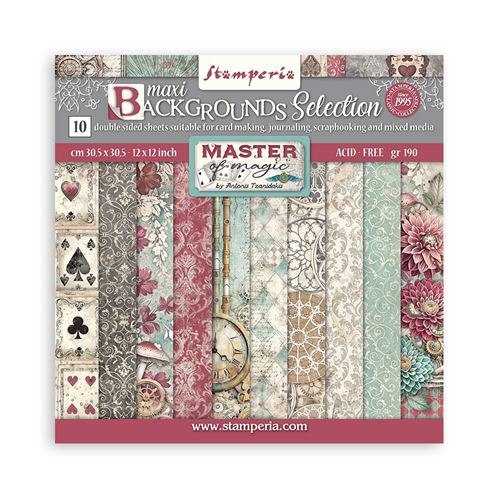 Blocco di Carte Scrap Backgrounds Master of Magic cm 30 X 30