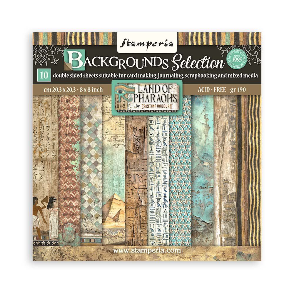 Blocco di Carte Scrap Backgrounds Selection - Land of Pharaohs cm 20 X 20