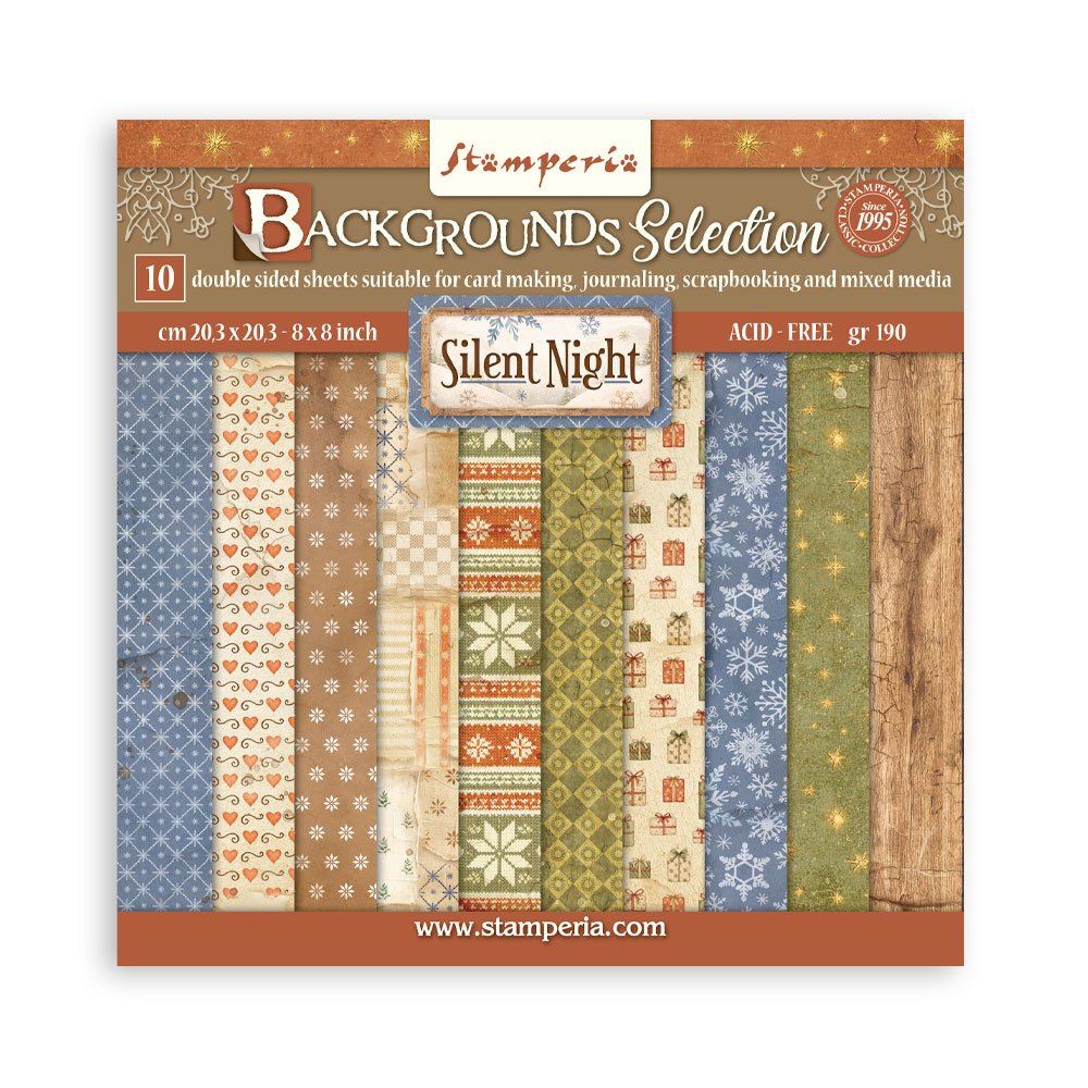 Blocco di Carte Scrap Backgrounds Silent Night cm 20 x 20