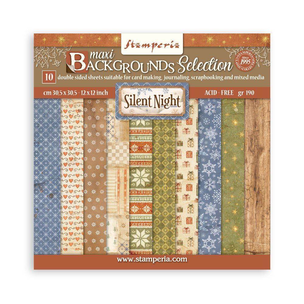 Blocco di Carte Scrap Backgrounds Silent Night cm 30 X 30