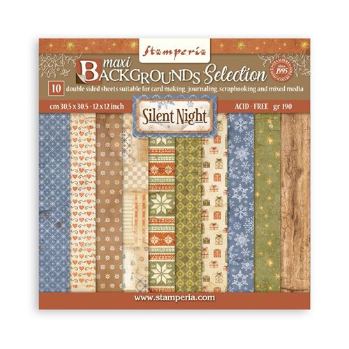 Blocco di Carte Scrap Backgrounds Silent Night cm 30 X 30
