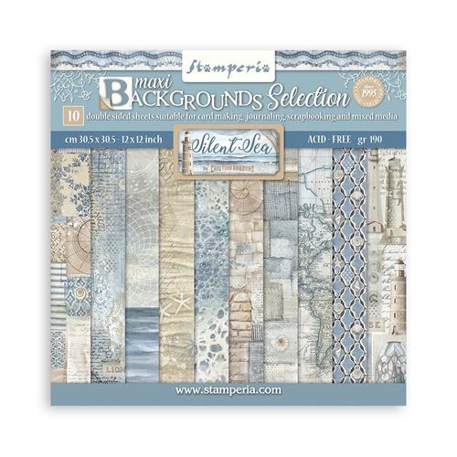 Blocco di Carte Scrap Backgrounds Silent Sea cm 30 X 30