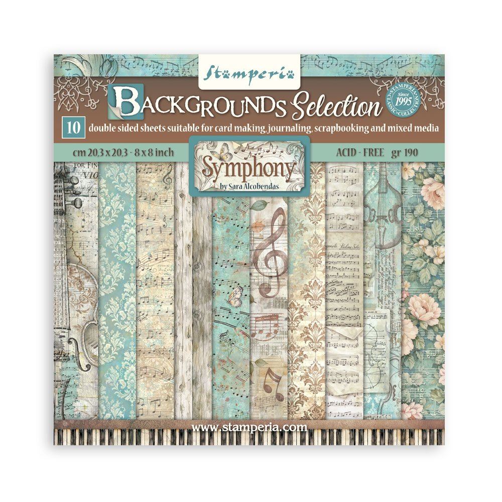 Blocco di Carte Scrap Backgrounds Symphony cm 20 x 20