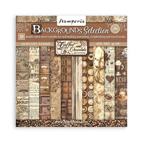 Blocco di Carte Scrap Background Selection Coffee and Chocolate cm 20 X 20