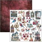 Blocco di Carte Scrap Bohemian Burgundy Paper Pad cm 30 x 30