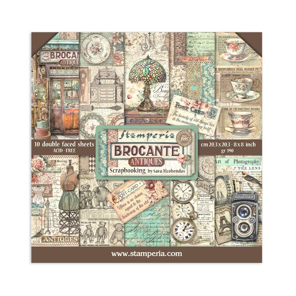 Blocco di Carte Scrap Brocante Antiques cm 20 X 20