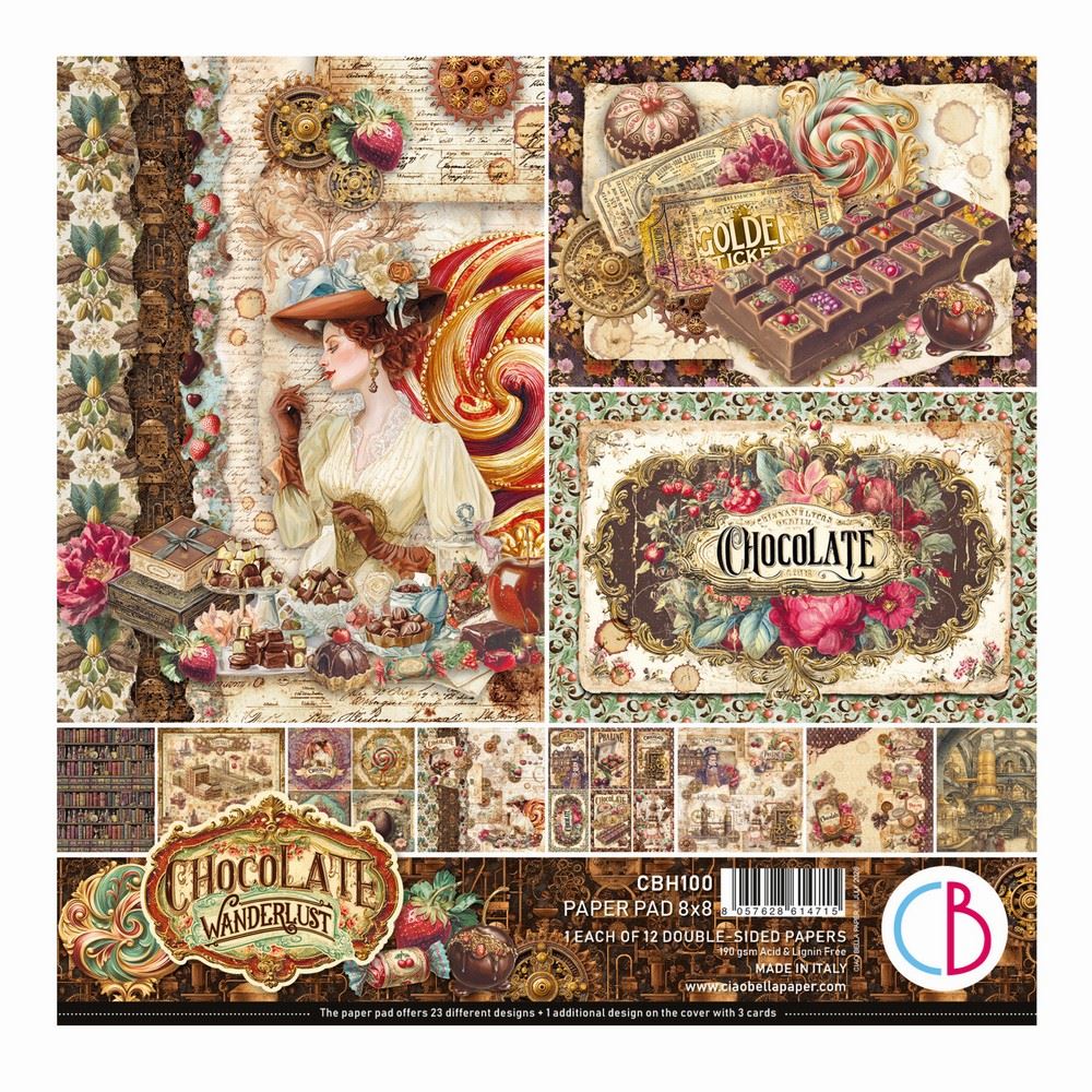 Blocco di Carte Scrap Chocolate Wanderlust Pad cm 20 x 20