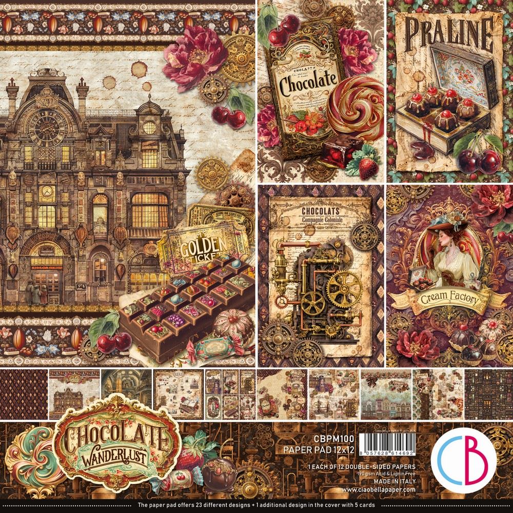 Blocco di Carte Scrap Chocolate Wanderlust Paper Pad cm 30 x 30