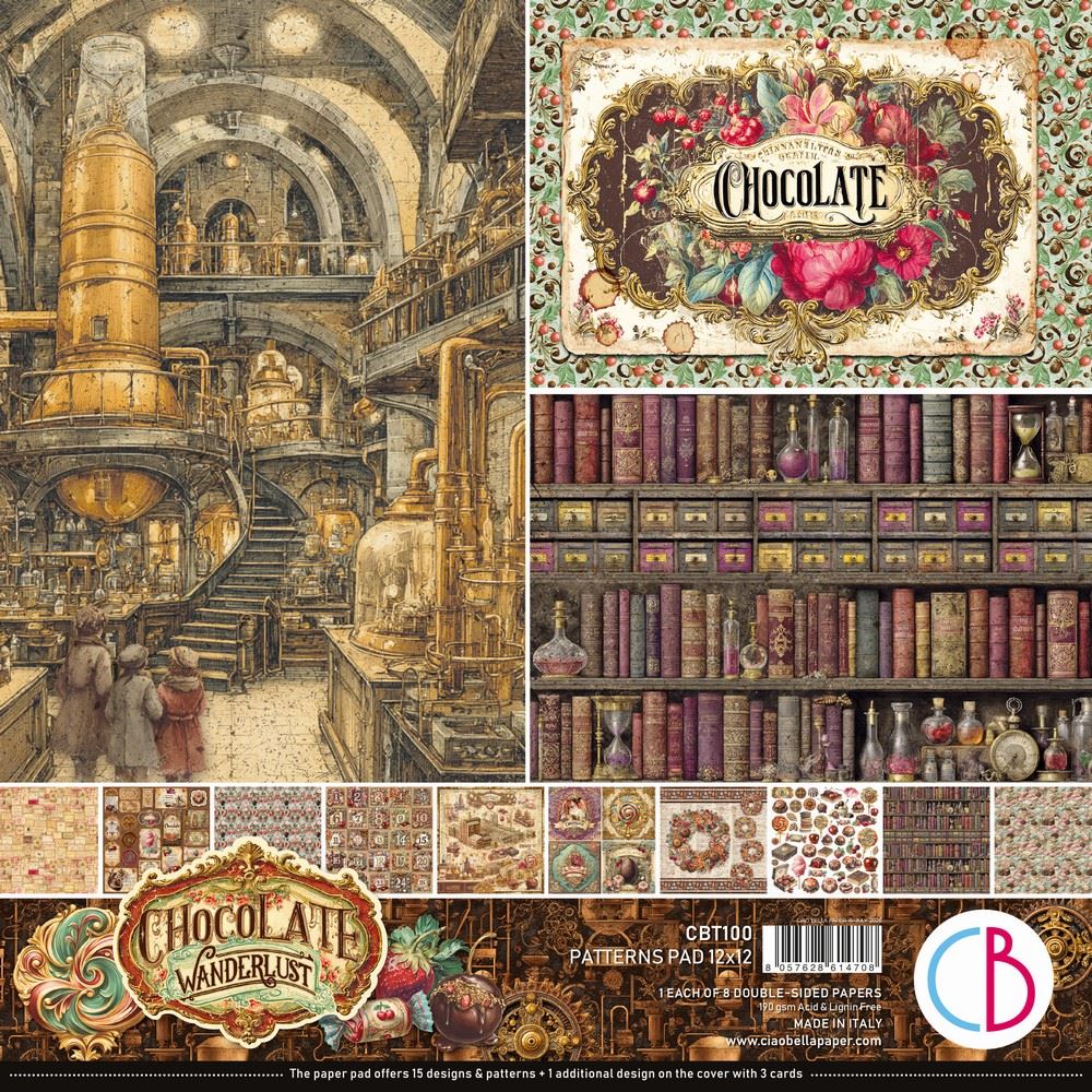 Blocco di Carte Scrap Chocolate Wanderlust Patterns Pad cm 30 x 30
