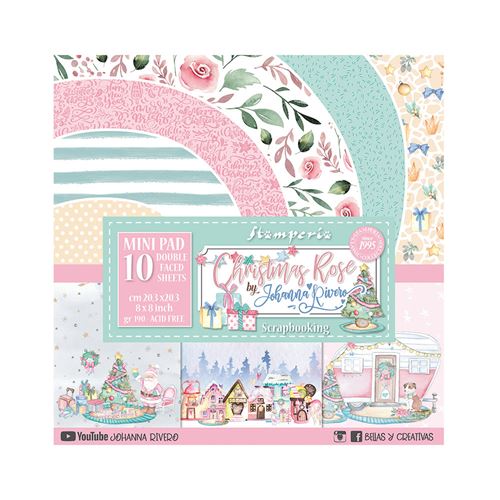 Blocco di Carte Scrap Christmas Rose cm 20 x 20