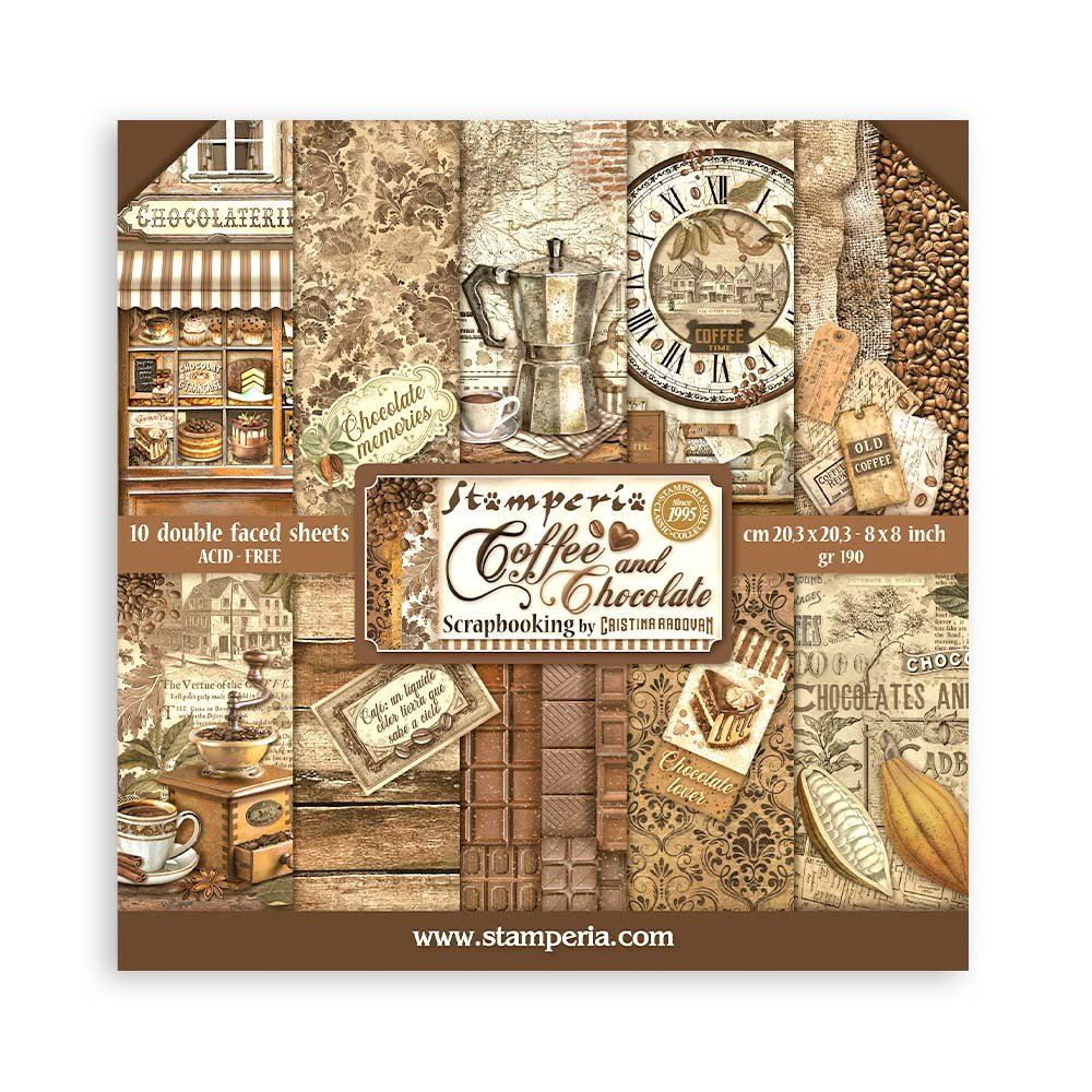 Blocco di Carte Scrap Coffee and Chocolate cm 20 X 20