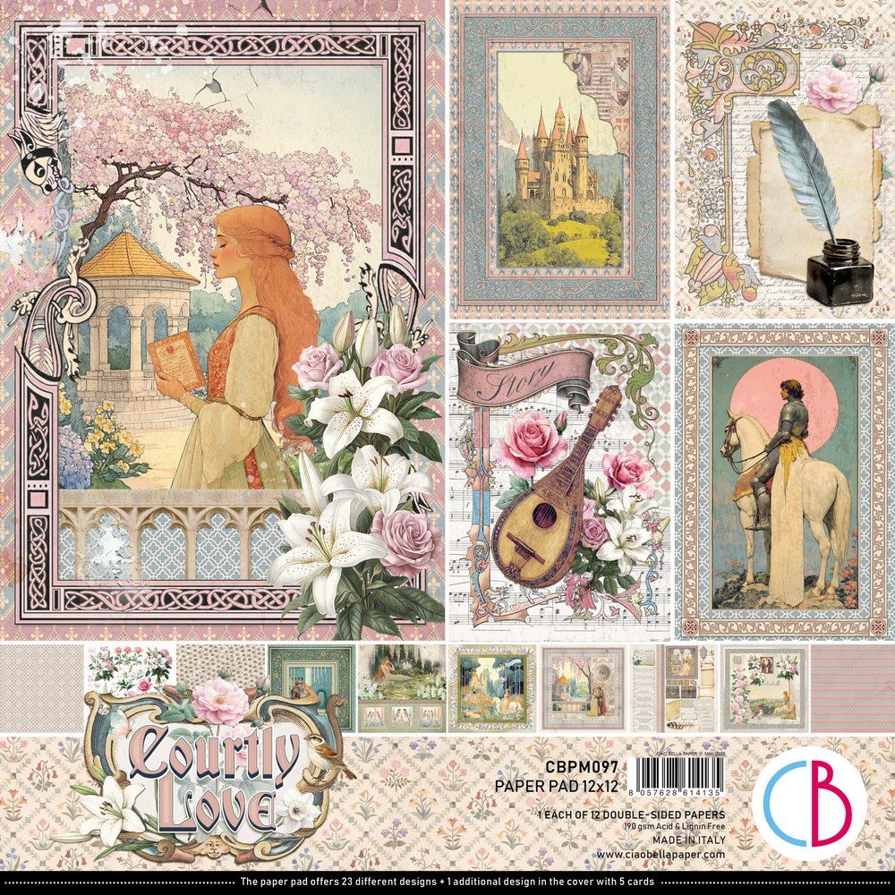 Blocco di Carte Scrap Courtly Love Paper Pad cm 30 x 30