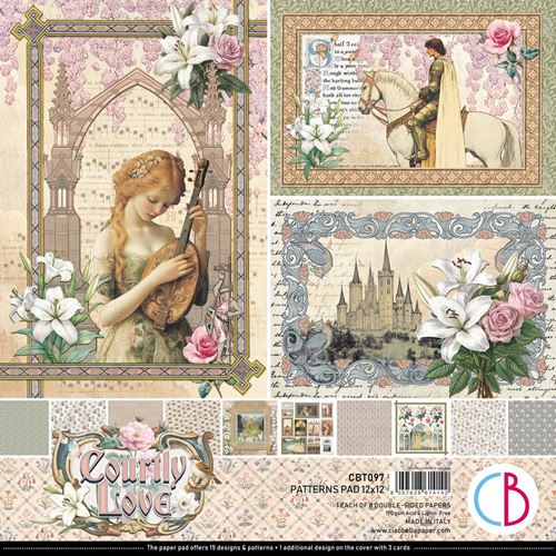 Blocco di Carte Scrap Courtly Love Patterns Pad cm 30 x 30