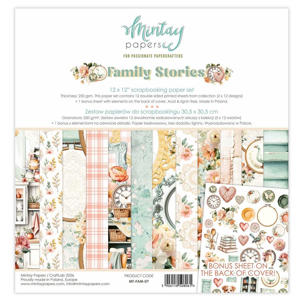 Blocco di Carte Scrap Family Stories cm 30 x 30