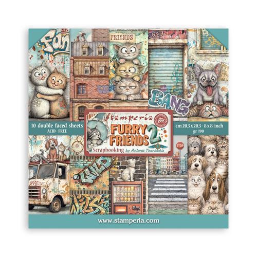 Blocco di Carte Scrap Furry Friends 2 cm 20 x 20