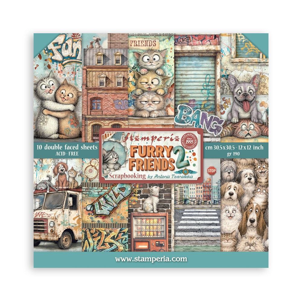 Blocco di Carte Scrap Furry Friends 2 cm 30 X 30