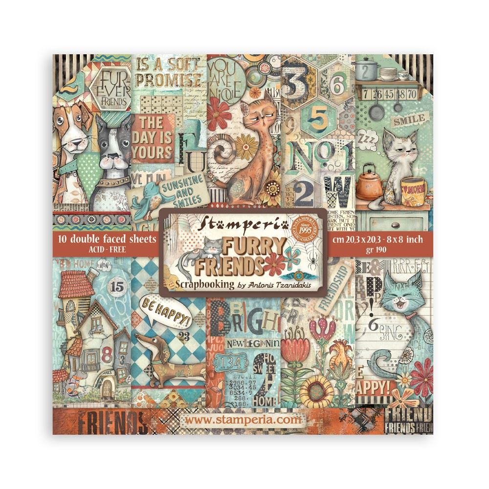 Blocco di Carte Scrap Furry Friends cm 20 X 20