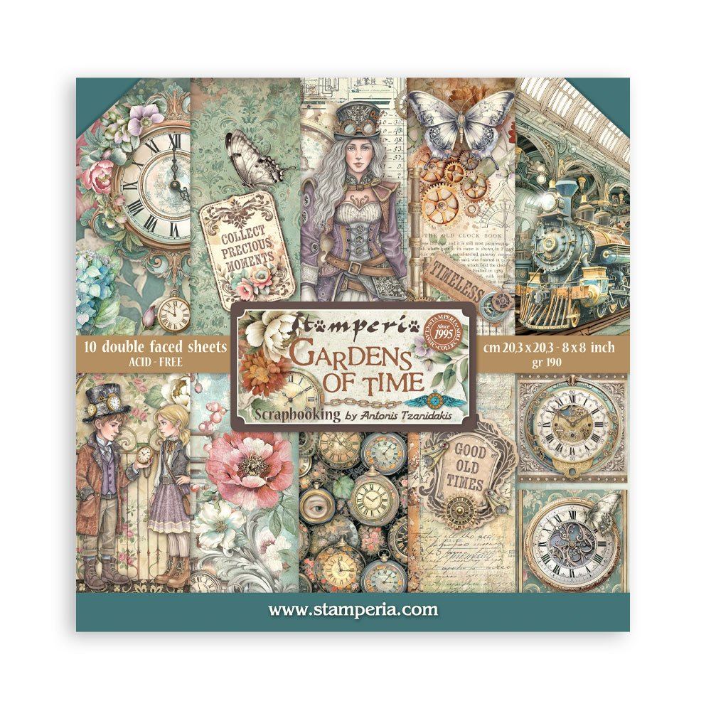 Blocco di Carte Scrap Gardens of Time cm 20 x 20