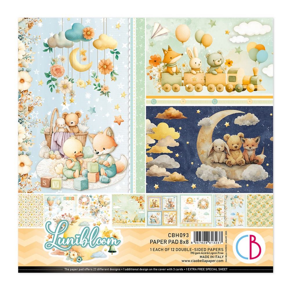 Blocco di Carte Scrap Lunibloom Pad cm 20 x 20