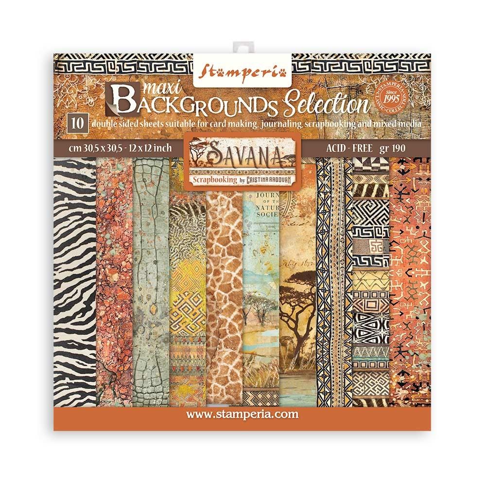Blocco di Carte Scrap Maxi Background Savana cm 30 x 30