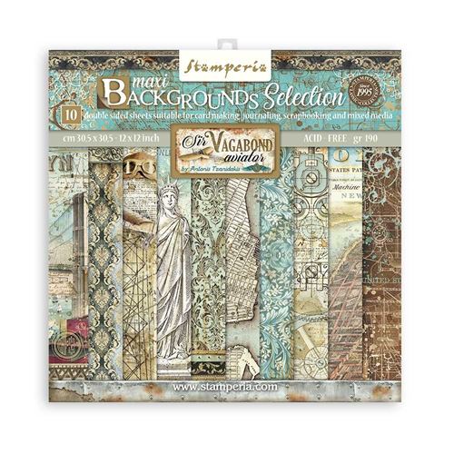Blocco di Carte Scrap Maxi Background Sir Vagabond Aviator cm 30x 30