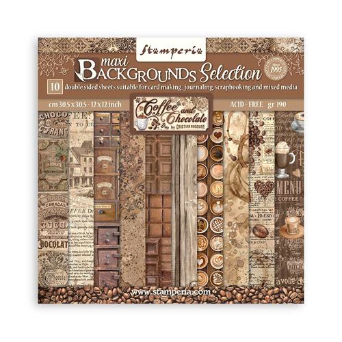 Blocco di Carte Scrap Maxi Background Selection Coffee and Chocolate cm 30 X 30