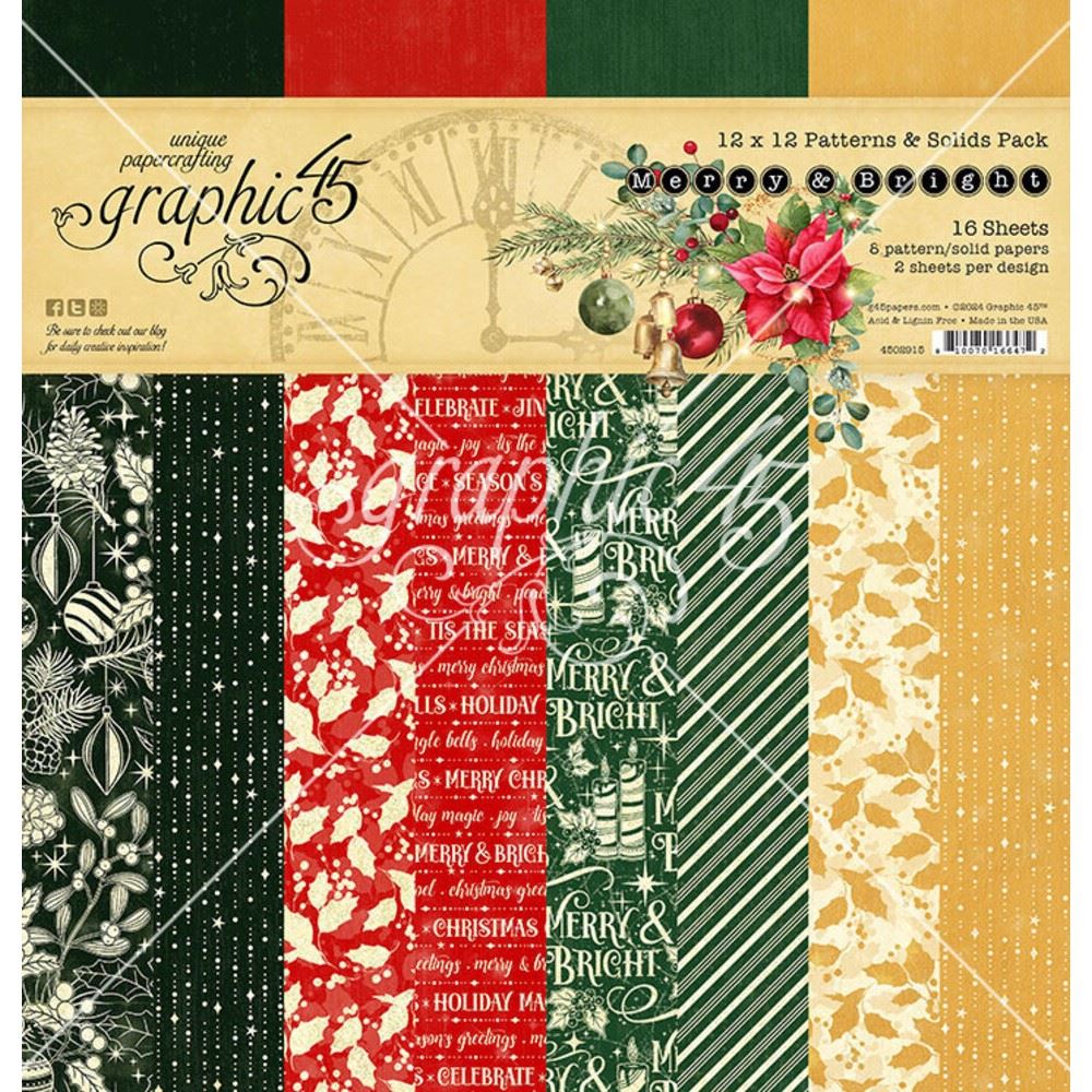 Blocco di Carte Scrap Merry & Bright Pattern cm 30 x 30