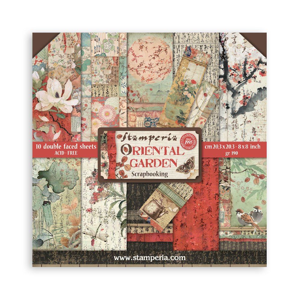 Blocco di Carte Scrap Oriental Garden cm 20 x 20